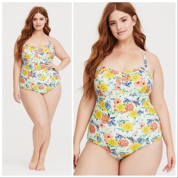 Torrid Floral Wings One Piece Bathing Suit, 1X. - Picture 8 of 10